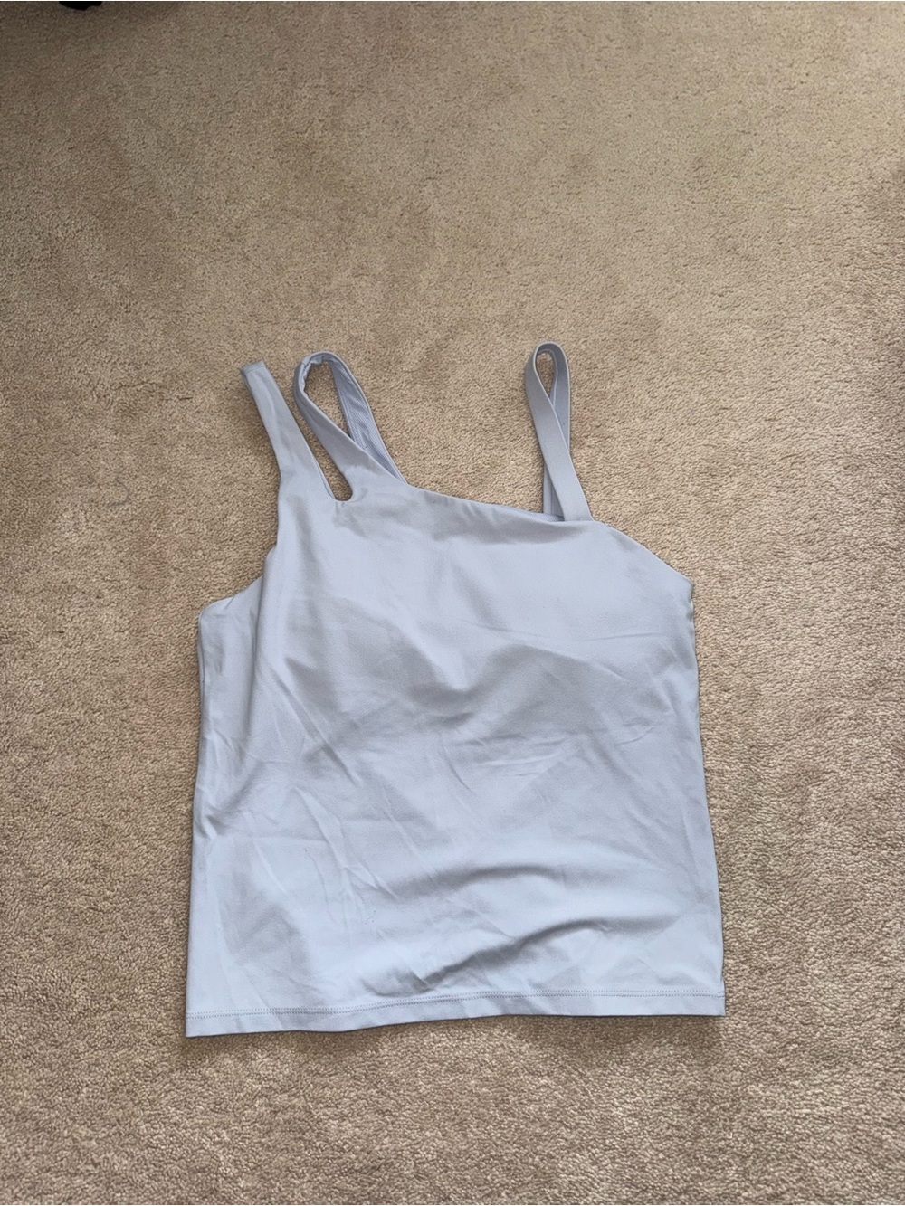 Light Blue Asymmetrical Strap Women's Tank Top